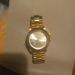 Gold Invicta Watch and Gold Pinky Ring Set