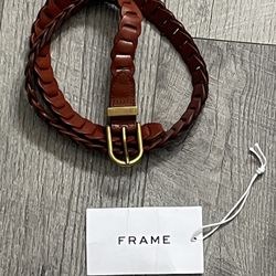 NWOT FRAME BROWN BRAIDED LEATHER BELT SIZE ONE SIZE