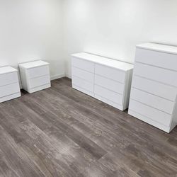 DRESSER , CHEST AND 2 NIGHTSTANDS - CÓMODA, GAVETERO Y 2 MESITAS DE NOCHE 