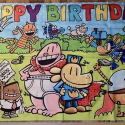 Captain Underpants and Dog Man Birthday Banner Backdrop 5ft x 3ft 