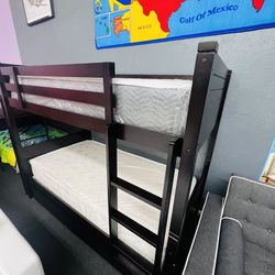 NEW Albany Espresso Wood Twin/Twin Bunk Bed (Mattress is not Included)