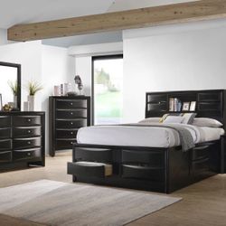 4 Piece Bedroom Set Include Queen Bed, Dresser, Mirror, 1 Nightstand…Optional Chest can be added