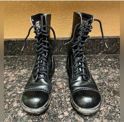 VTG CORCORAN JUMP BOOTS MENS 7.5 DBlack Leather Cap Toe Paratrooper Military
