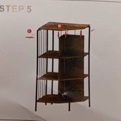 4 tier corner shelf unit walnut finish