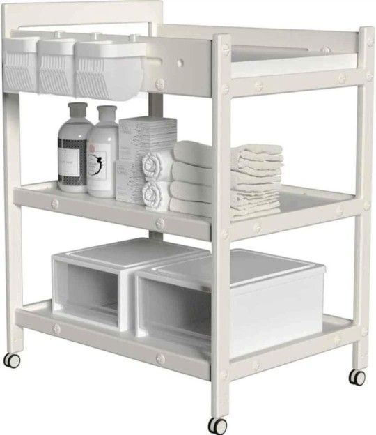 Baby Changing Table with Waterproof pad Diaper Changing Station with Wheels Portable Mobile Nursery BRAND NEW in Box! Retail$145