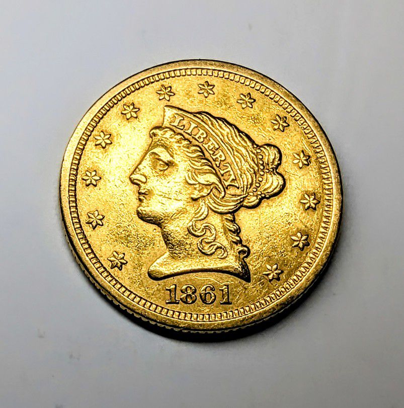 Rare 1861 $2.5 Liberty Head Civil War Era Gold Coin ***Key Date***
