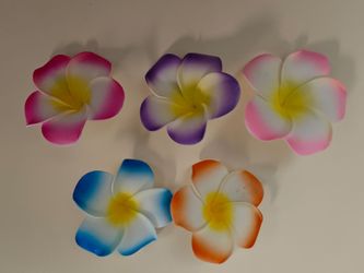 Set of 5 plumeria flower hair clips
