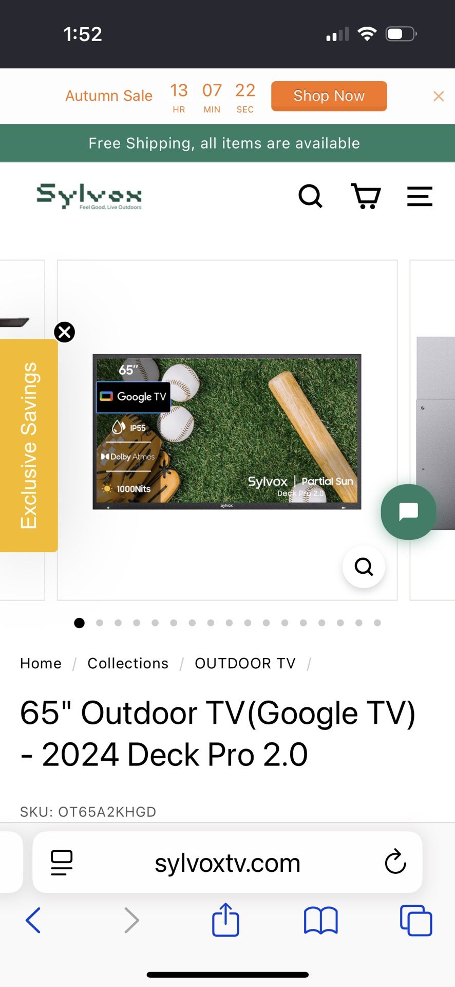 Sylovx Brand Outdoor Google TV