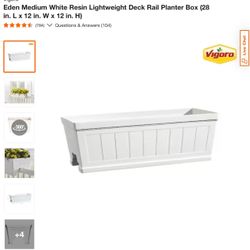 White Resin Lightweight Deck Rail Planter Box (28 in. L x 12 in. W x 12 in. H)