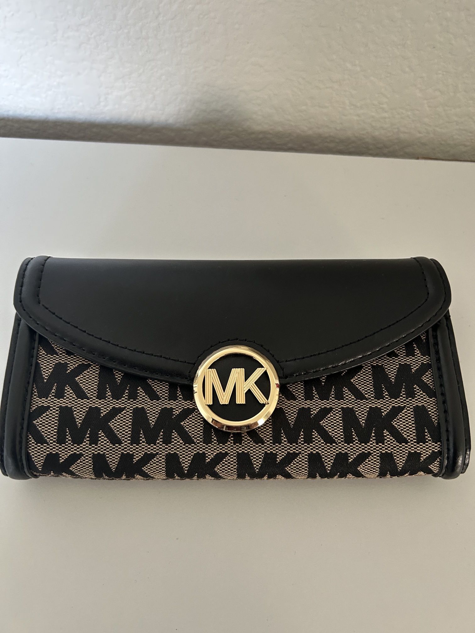 Brown and Black Michael Kors Trifold Wallet