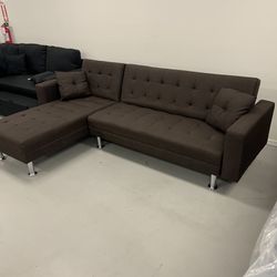 Brand New Chocolate Sectional And Reversible Sleeper 