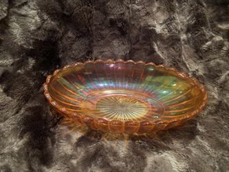 Imperial carnival glass Iridescent Pansy Marigold Oval Relish Dish
