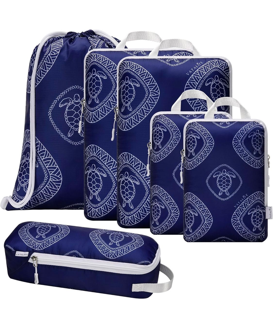 Vatalife 6pc Packing Cube set for Travel - Luggage/Suitcase/Backpack Blue Turtle