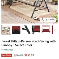 Forest Hills 3 -Person Porch Swing with Canopy