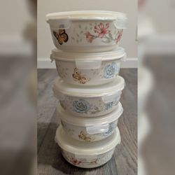 Set of 5 Lenox Butterfly Meadow Serve & Store Containers (Brand New)