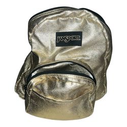 JanSport Mini Metallic Gold Backpack Small Bookbag Travel Purse