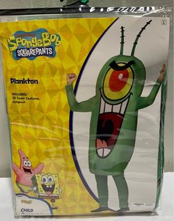 Nickelodeon SpongeBob SquarePants Plankton boy girl size large 12/14 foam jumpsuit costume - like new