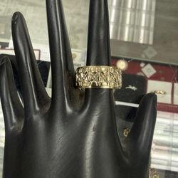 14kt Solid Criss Cross 2 Tone Gold Ring Size 10