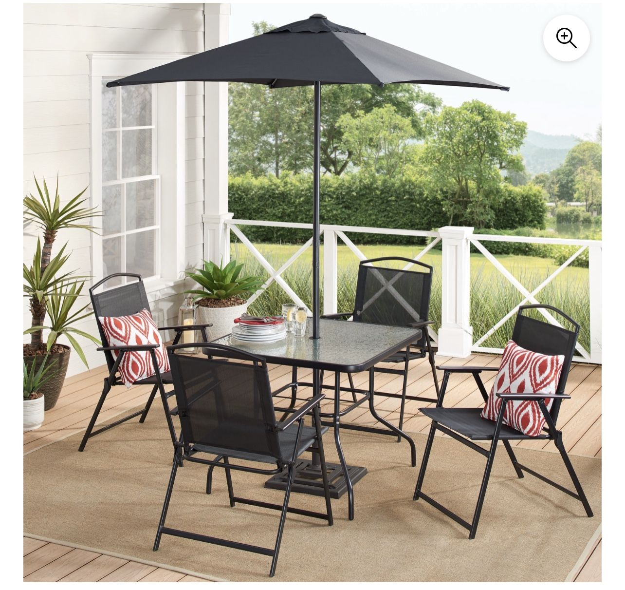 Mainstays Albany Lane 6-Piece Outdoor Patio Dining Set, Black