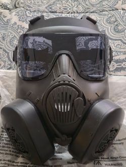 Black Airsoft Tactical Gas Mask with Dual Fans