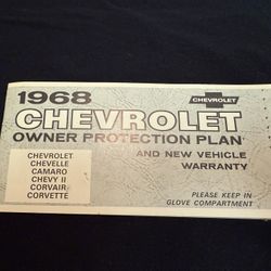 1968 Chevrolet Factory, Gm Owners Protection Plan Booklet