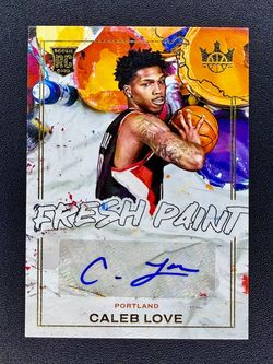 Caleb Love Rookie RC 2025-26 Panini Court Kings Auto Fresh Paint /99 Portland