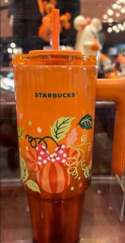 Disney Parks Starbucks Mickey Pumpkin PSL Handle Tumbler New 20250