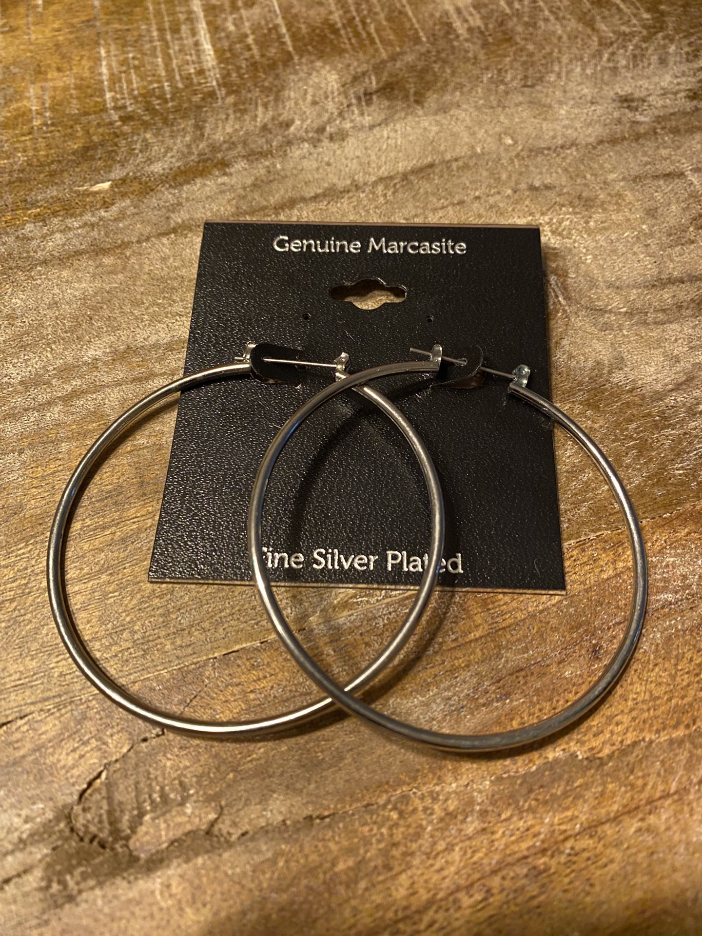 Large Basic Hoops Polished Silver Tone Earrings.