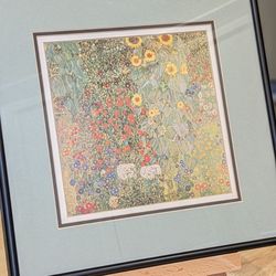 Gustav Klimt's "Farm Garden with Sunflowers," Professionally Framed and Mounted