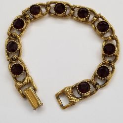 Gold Plated Bracelet With Orange Stones 