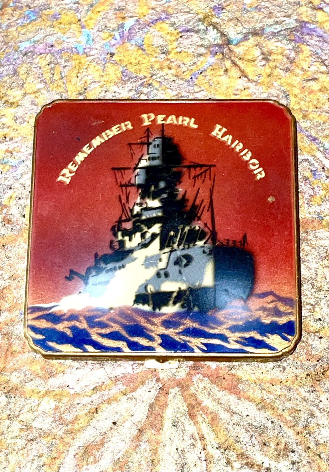 Vintage/Antique Pearl Harbor Compact Mirror