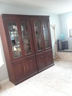 Moving Must Go Two beautiful cherry Broyhill cabinets 16in across 80 in length for 1 Go