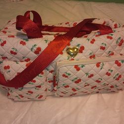 Luv Betsey Johnson Quilted Cherry Weekend Duffel Bag