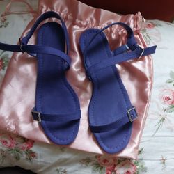 Zara Blue Suede Sandals- Sz 6.5 -7; Zara Sz -37