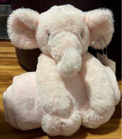 Cloud Island Pink Elephant Plush Blanket & Toy Set