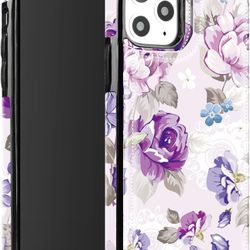 iPhone 12/12 Pro Case, Slim Fit Premium Leather Wallet Case with Flower Card Slots, Shockproof Protective Shell for Apple iPhone 12/12 Pro (6.1 inch) 