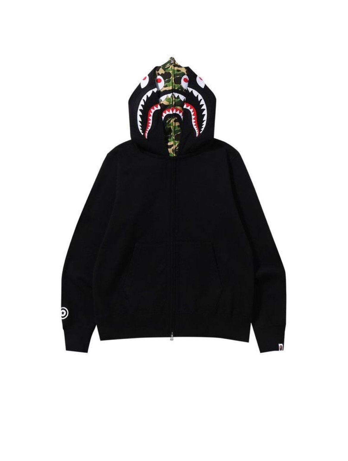 BAPE hoodie medium. double hoodie green camo