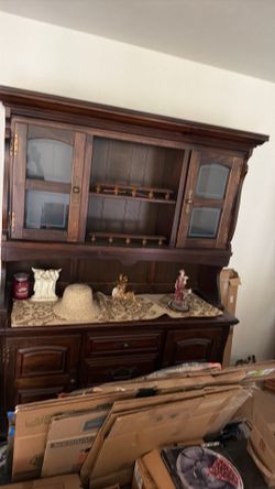 Free china hutch, real wood. Must be picked up today between 11 and 2PM MAY 23rd.