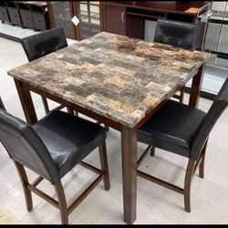 Ashley Marble / Brown Counter Height Dining Table And Bar Stools🤩 Kitchen/ Dining Room🤩 On Display🤩 Fast Delivery 🤩
