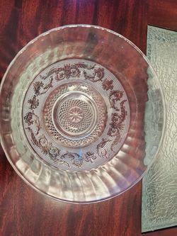 Vintage Clear Glass Pressed Pattern Serving Bowl