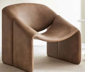 Brown Vegan Leather Accent Chair