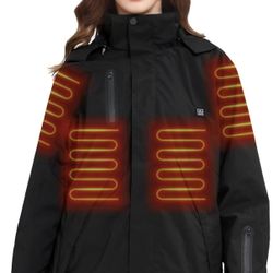 Midnight Black Women's Heated Parka - Extreme Cold Protection - Size: Medium