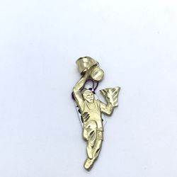 Gold Basketball Player Pendant 10K New 