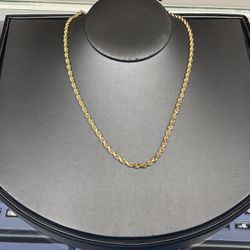 10kt Goldl Rope Chain Solid 24inch 