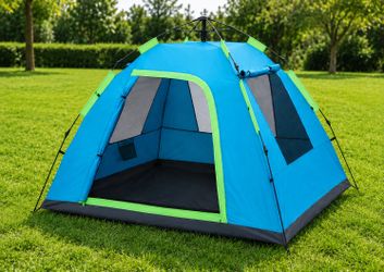 Pop Up Camping Tent for 2/3Person, 1-Min Setup by Pre-Attached Pole, 4 Side Mesh& Door for View/Airflow, CT2 Instant Canopy Tent with PU1500mm Waterpr