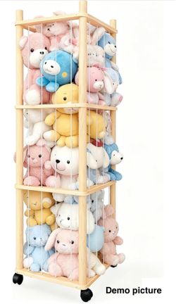 Stuffed Animal Storage Organizer with Lockable Wheels