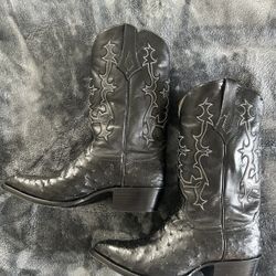 Black Ostrich Cowboy Boots Size 10 1/2