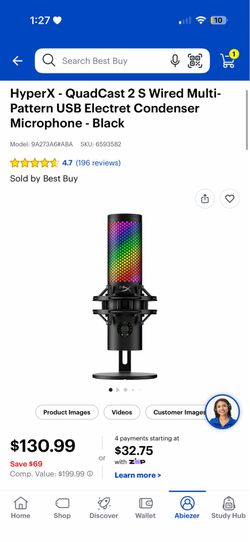 HyperX - QuadCast 2 S Wired Multi-Pattern USB Electret Condenser Microphone - Black