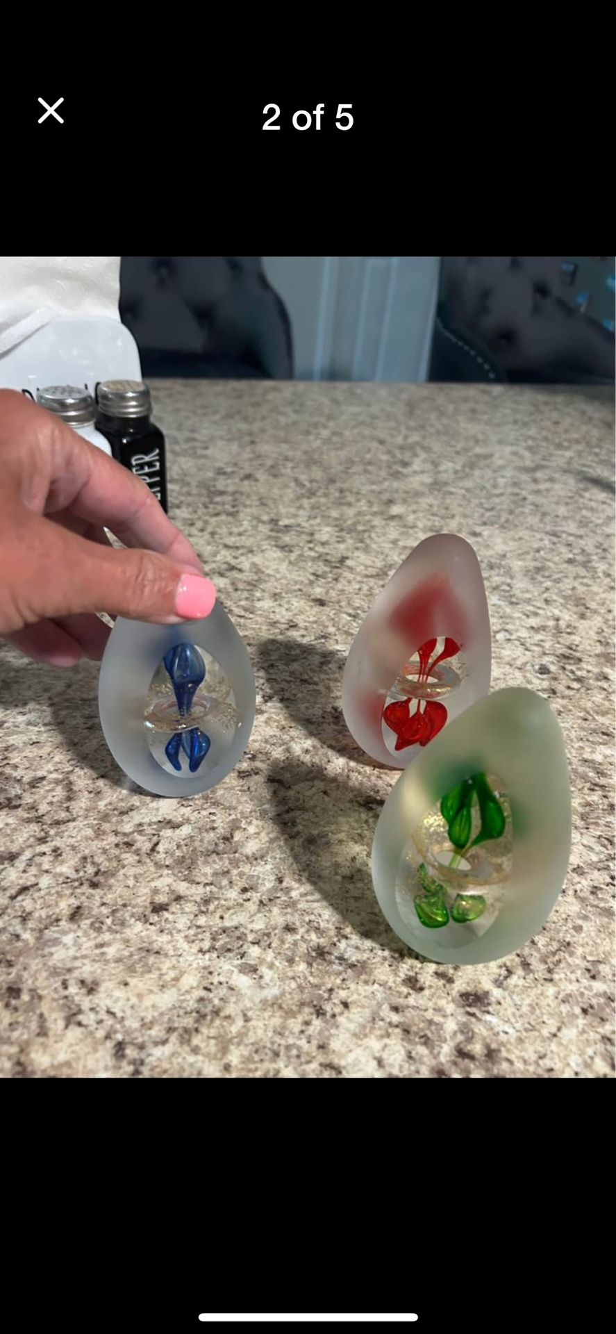 3 Beautiful Heavy, Solid Paper Weight Or Decor