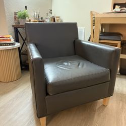Modern Gray Faux Leather Armchair 